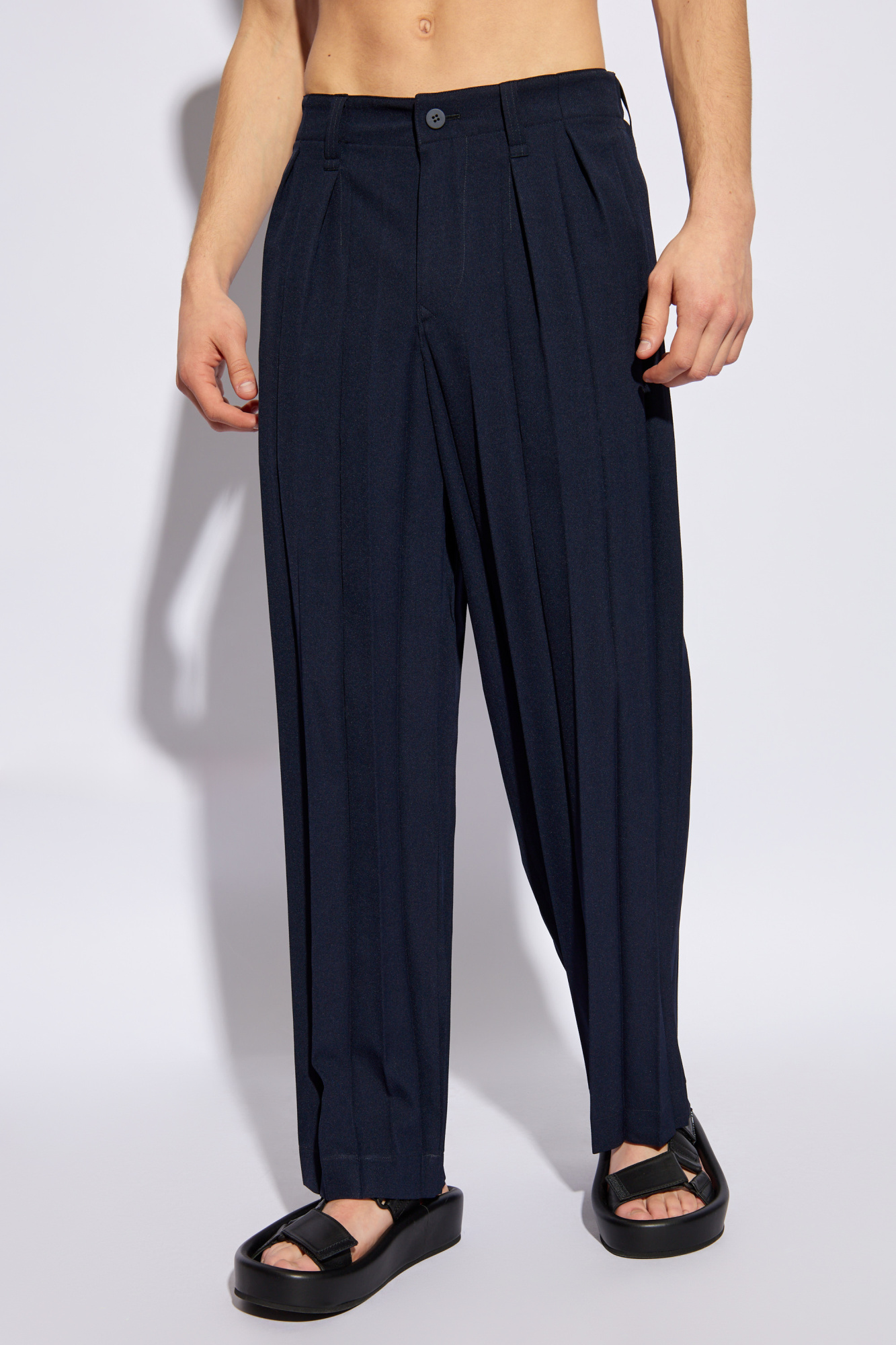 Navy blue Pleated trousers by Issey Miyake Homme Plisse Issey 
